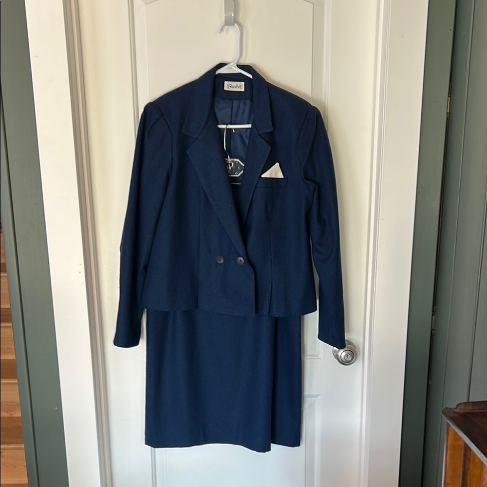 Sherbet Vintage Suit Skirt Blazer Classic Blue size 10